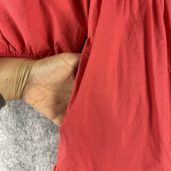 Sundry Evereve The Anywhere Dress Womens Large 3 Red Tiered Puff Sleeve Pocket - Picture 13 of 14